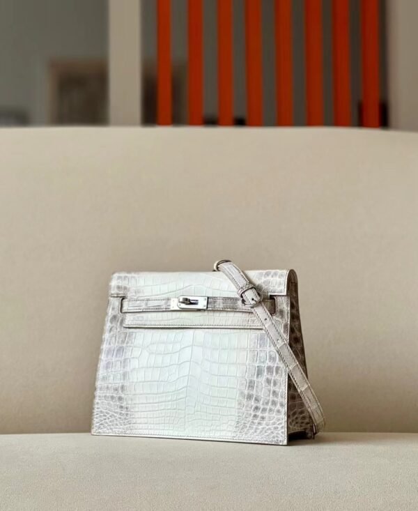Hermes Kelly dance Matte Niloticus crocodile 01 Himalaya Silver Hardware 22cm Full Handmade