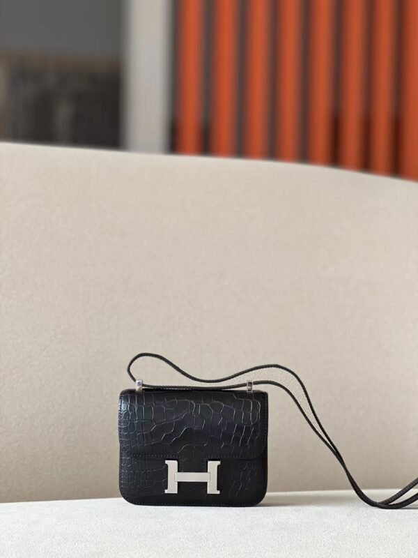 Hermes Constance Matte Alligator crocodile CK89 Black Silver Hardware 13.5cm Full Handmade
