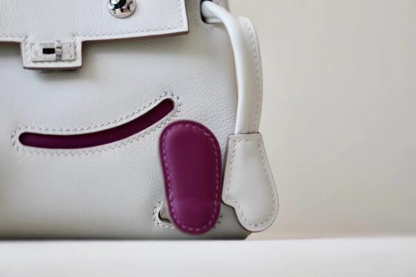 Hermes Kelly doll Swift Pearl grey & Rose Purple Silver Hardware 16cm Full Handmade