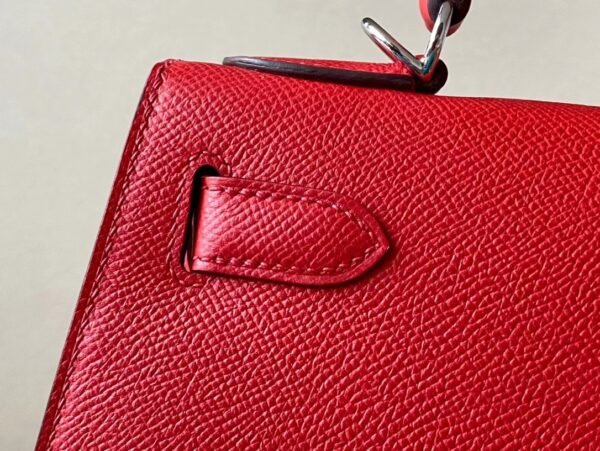 Hermes Kelly Epsom S3 Bright Red & i6 Rose Pink & B3 Blue Silver Hardware 28cm Full Handmade
