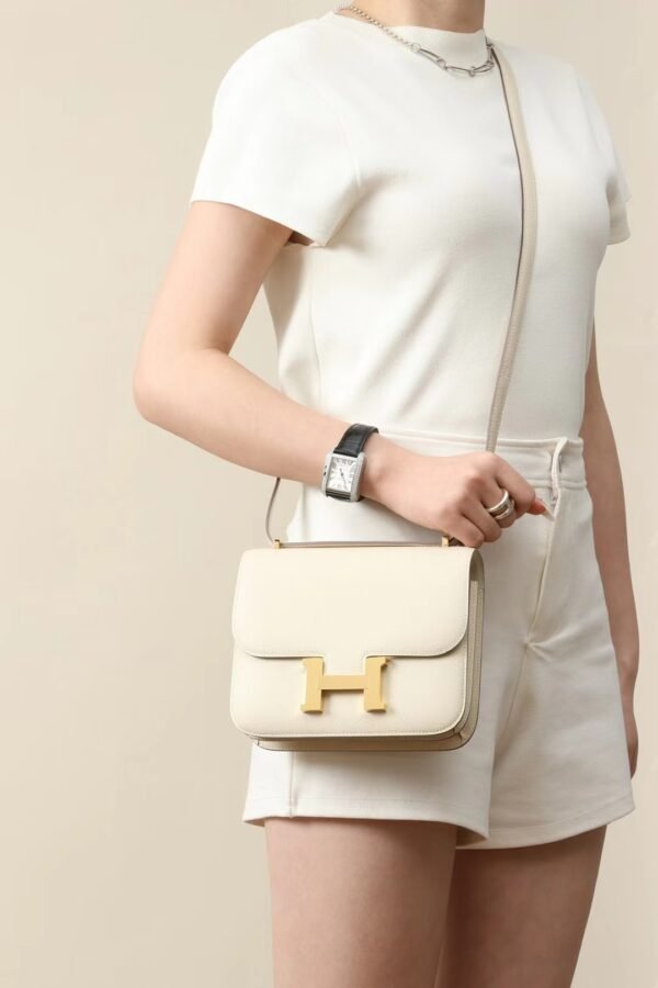 f20ef39de8a8bf3 GPC Mode Constance Epsom CC10 Cream White Gold Hardware 18cm Full Handmade