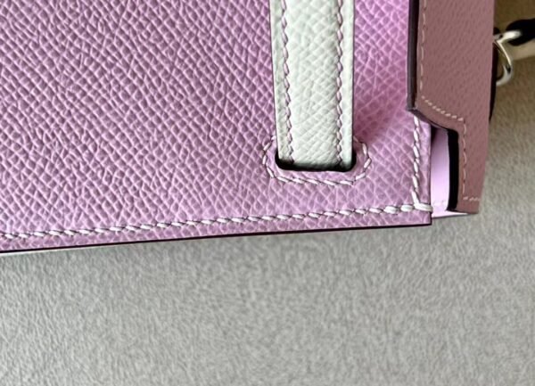 Hermes mini Kelly Epsom X9 mallow purple & Creamy White Silver Hardware 19cm Full Handmade