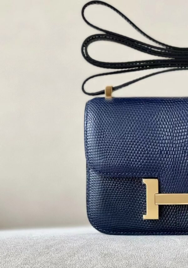 Hermes Constance Lizard 73 Gem Blue Gold Hardware 14cm Full Handmade