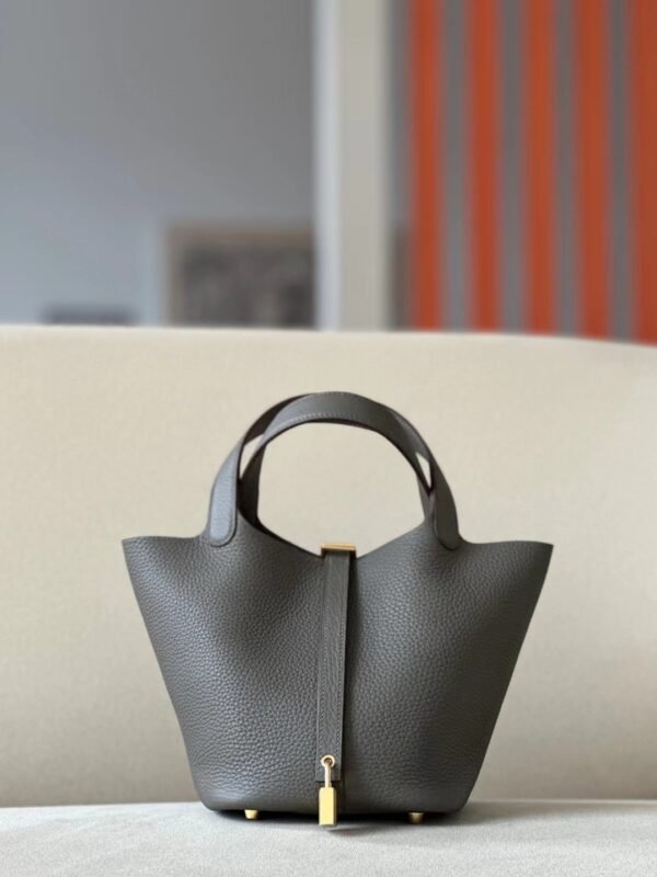 Hermès Picotin TC Leather 8F tinware grey Gold Hardware 18cm Full Handmade