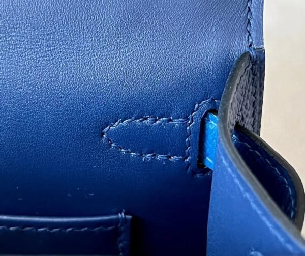 Hermes mini Kelly Epsom 73 Gem Blue & 71 Bright Blue & CK89 Black Silver Hardware 19cm Full Handmade