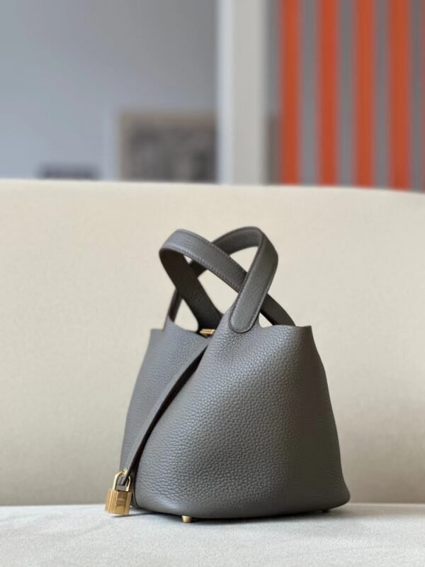 Hermès Picotin TC Leather 8F tinware grey Gold Hardware 18cm Full Handmade
