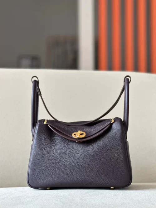 Hermès Lindy TC Leather N5 Gallon purple Gold Hardware 26cm Full Handmade