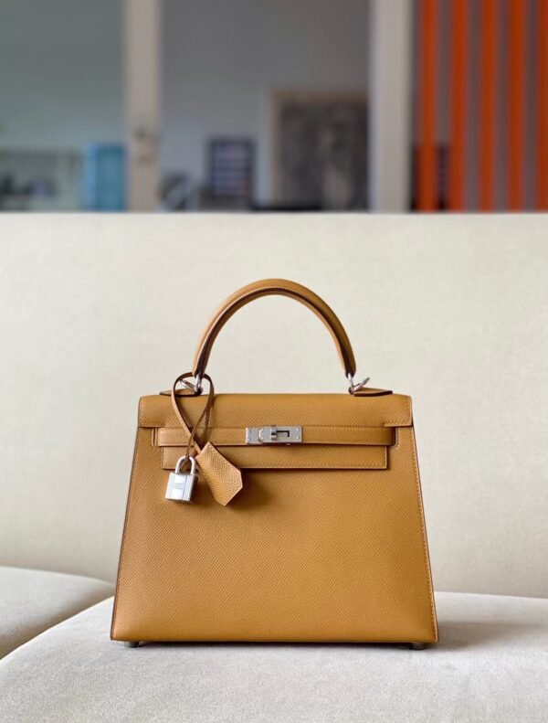Hermes Kelly epsom 2S Sesame yellow Silver Hardware 25cm Full Handmade