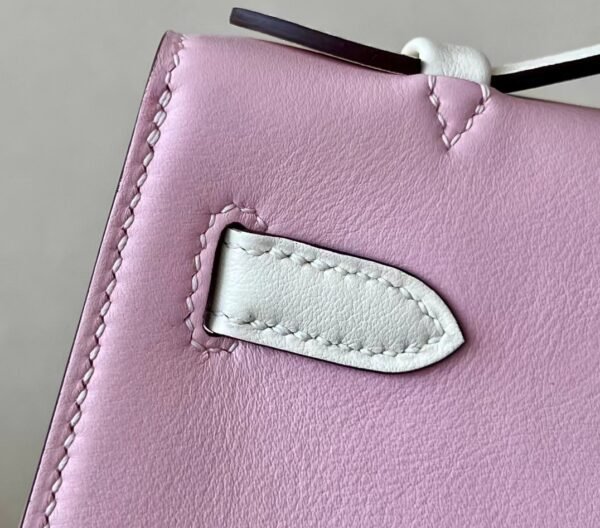 Hermes Kelly doll Matte Alligator & Swfit Pink & White Silver Hardware 18cm Full Handmade