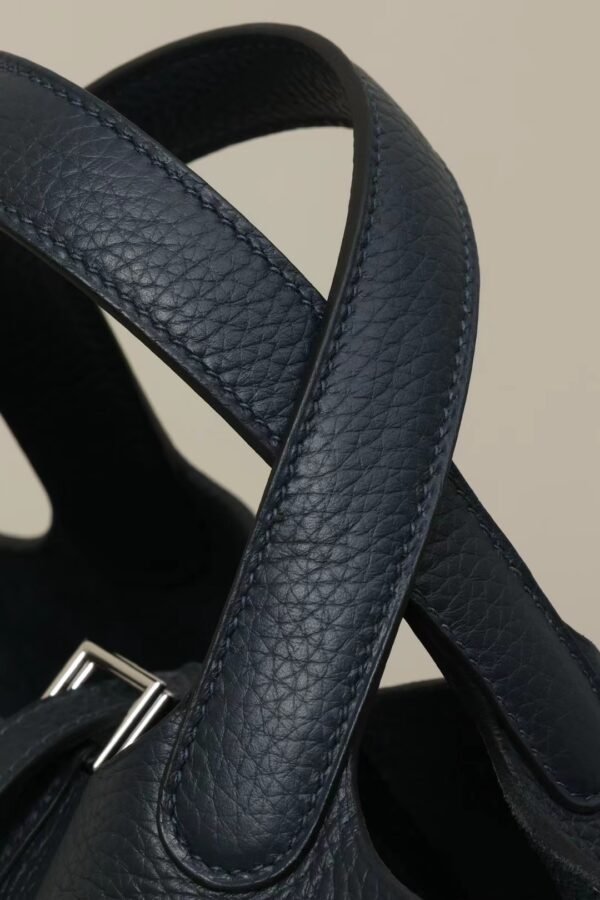 GPC Mode Picotin TC Leather 2Z deep blue Silver Hardware 18cm Full Handmade