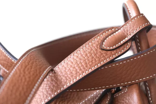 Hermès Lindy clemence TC Leather CK37 Golden Brown Silver Hardware 20cm Full Handmade