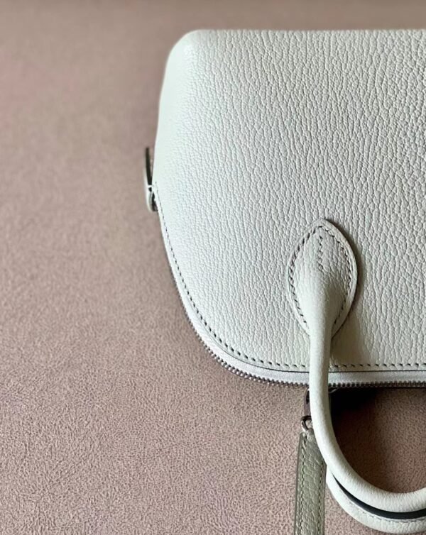 fd136cb7d67e711 Hermès mini Bolide Chevre 0S Light green Silver Hardware 18cm Full Handmade