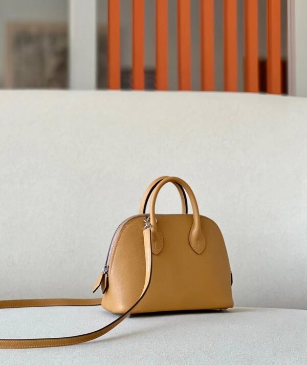 Hermes mini Bolide Evercolor Golden Brown & Pink Silver Hardware 18cm Full Handmade