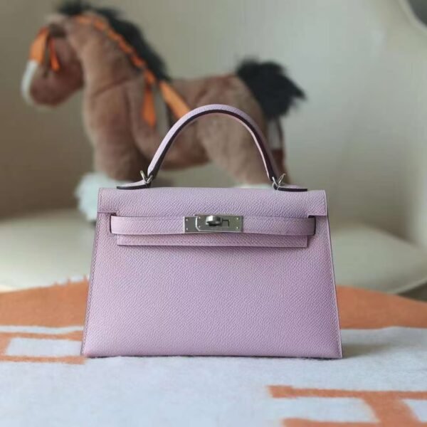 GPC Mode Mini kelly Epsom X9 Mallow purple Pink Silver Hardware 19cm Full Handmade