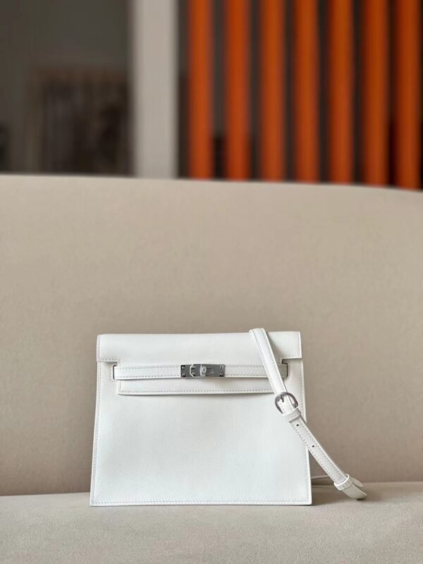 Hermès Kelly dance Swift 01 Pure White Silver Hardware 22cm Full Handmade