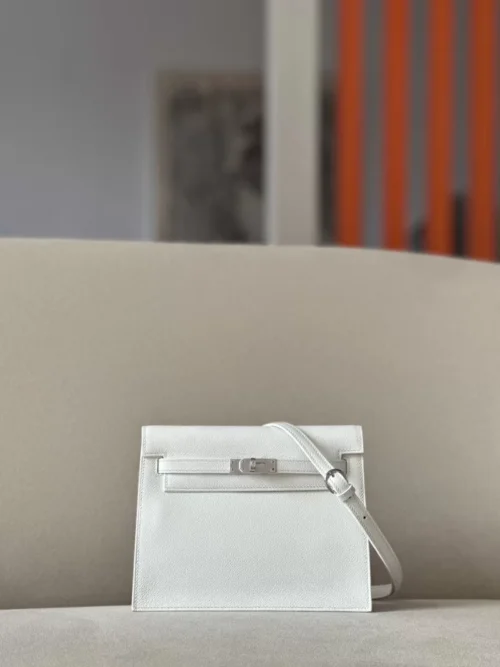 Hermès Kelly Dance Evercolor 01 Pure White Silver Hardware 22cm Full Handmade