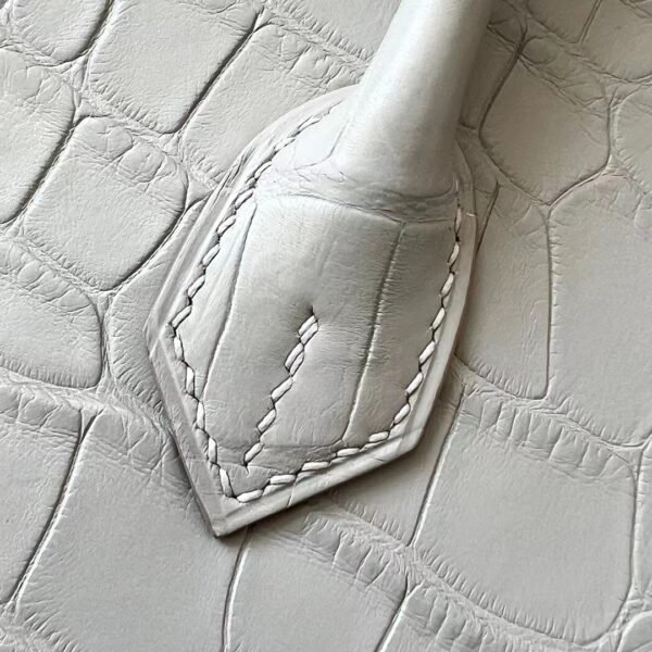 Hermès Brink Matte Alligator crocodile 80 Pearl grey Gold Hardware 25cm Full Handmade