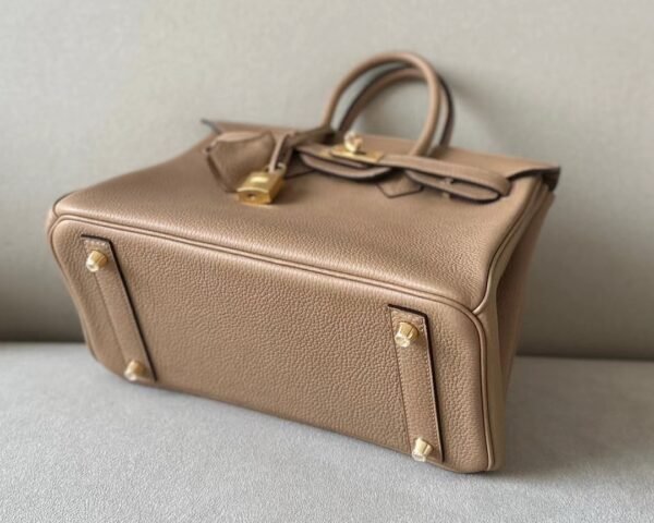Hermès Brikin Togo OM Tea Khaki Gold Hardware 25cm Full Handmade