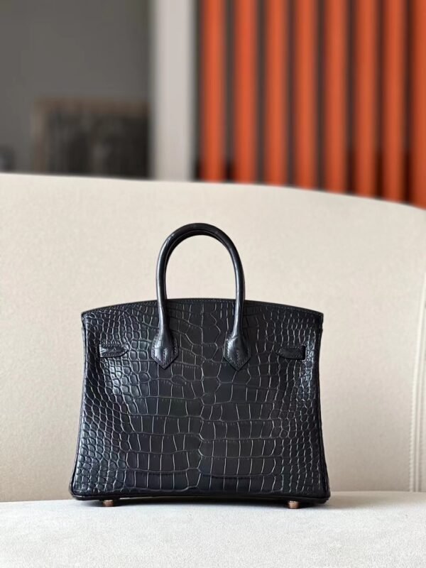 Hermes Birkin Matte Alligator crocodile CK89 Black Gold Hardware 25cm Full Handmade