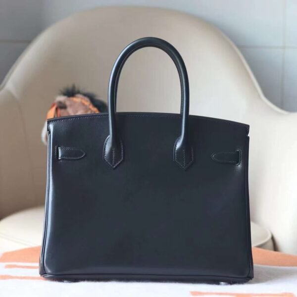 GPC Mode Birkin Box Leather CK89 Black Silver Hardware 30cm Full Handmade