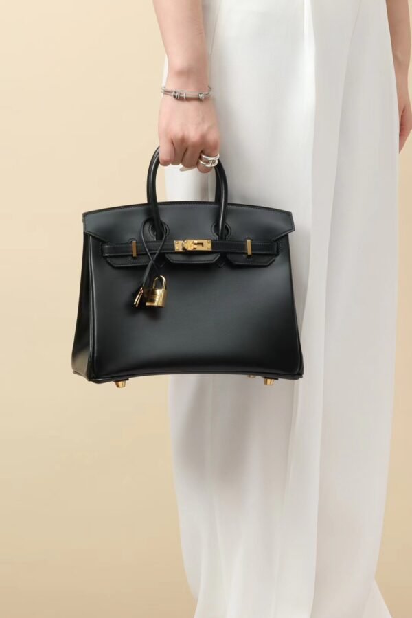 GPC Mode Birkin Shiny Box Leather CK89 Black Gold Hardware 25cm Full Handmade