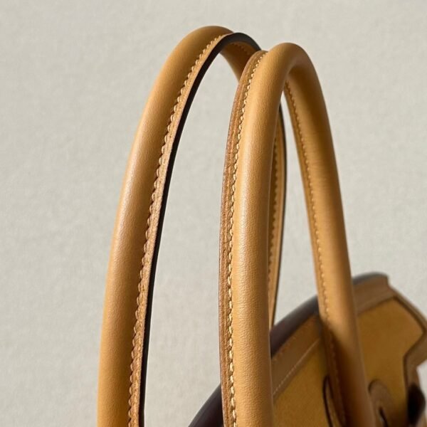 Hermès Brikin Canvas & Swift 2S Sesame yellow Silver Hardware 35cm Full Handmade