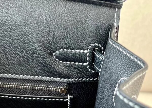 Hermes Birkin Epsom CK89 Black Silver Hardware 25cm Full Handmade