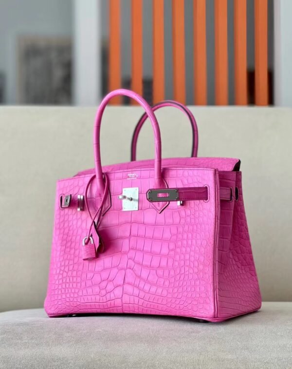 Hermès Birkin Matte Alligator crocodile 5R Rose Pink Silver Hardware 30cm Full Handmade