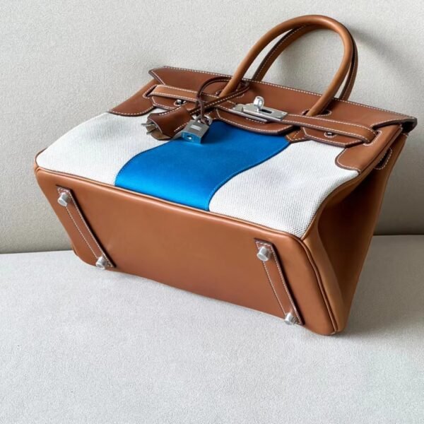 Hermes Birkin GARGO Canvas & Barenia CK37 Golden Brown Silver Hardware 30cm Full Handmade