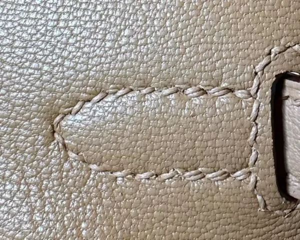 Hermès Birkin Swift & Chamois OM Tea Khaki Silver Hardware 25cm Full Handmade
