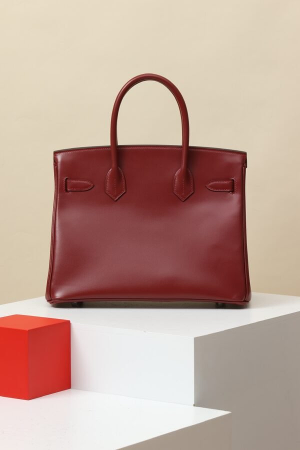 GPC Mode Birkin Shiny Box Leather Bordeaux wine red Silver Hardware 30cm Full Handmade GPC Mode Birkin Shiny Box Leather Bordeaux wine red Silver Hardware 30cm Full Handmade