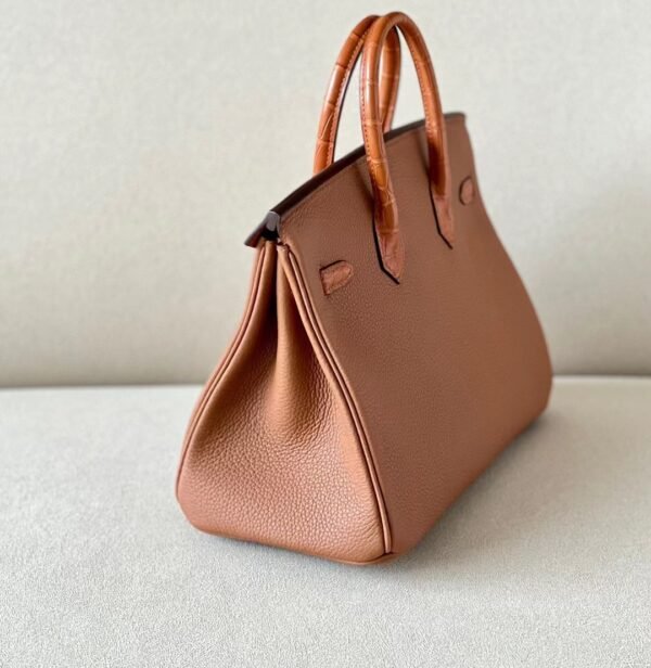 Hermes Birkin Togo & Matte Alligator crocodile CK37 Golden Brown Gold Hardware 25cm Full Handmade