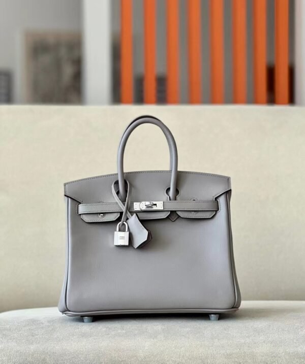 Hermes Birkin Swift 1F Grey Silver Hardware 25cm Full Handmade