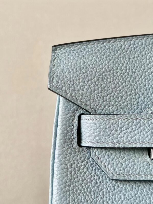 Hermes Birkin Togo J7 Linen blue & D0 Light Khaki Silver Hardware 30cm Full Handmade