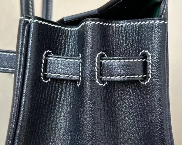Hermès Birkin Chevre CK89 Black & 06 Green Silver Hardware 25cm Full Handmade