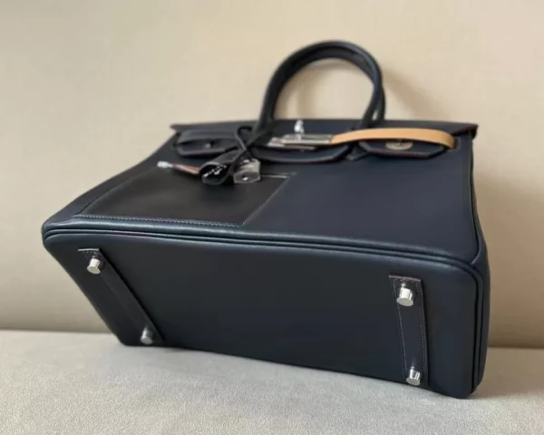 Hermès Birkin Swift 2S Deep Blue & CK89 Black & CK37 Golden Brown & OM Khaki & 08 Bright Blue Silver Hardware 30cm Full Handmade