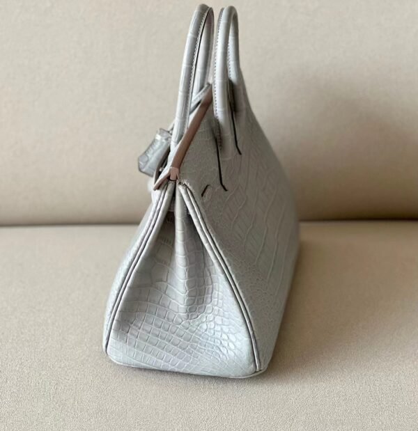 Hermes Birkin Matte Alligator crocodile 80 Pearl grey Silver Hardware 25cm Full Handmade
