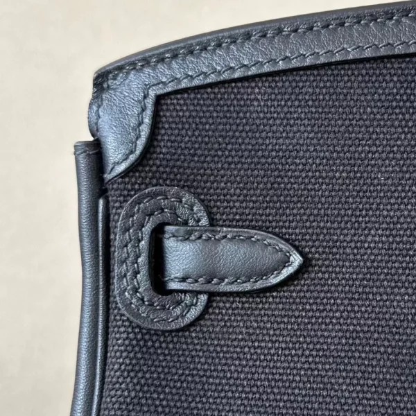 Hermès Birkin Canvas & Swift Ck89 Black Silver Hardware 25cm Full Handmade