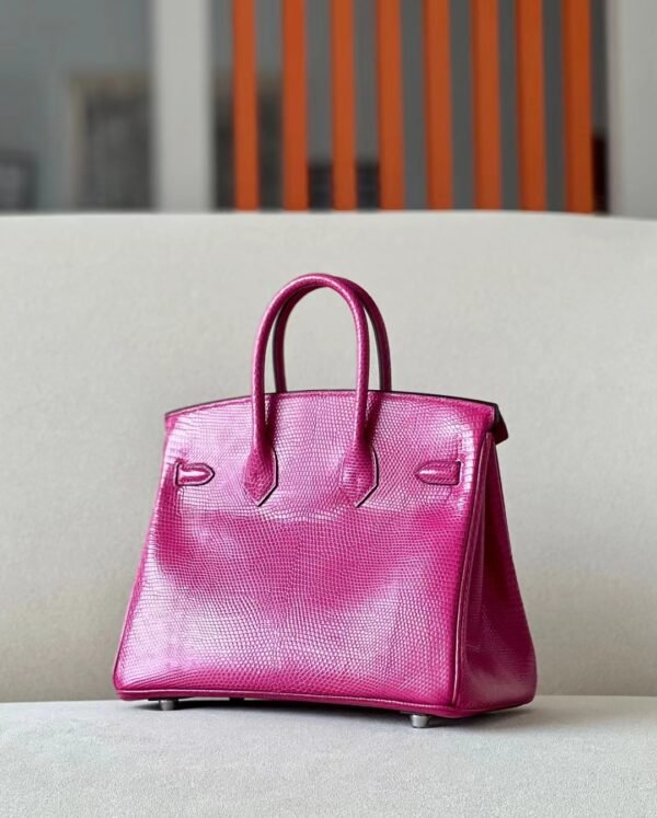 Hermes Birkin Lizard Deep Rose Pink Silver Hardware 25cm Full Handmade