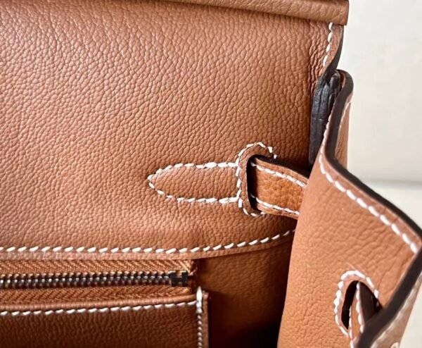 Hermes Birkin Barenia CK37 Golden Brown Silver Hardware 25cm Full Handmade