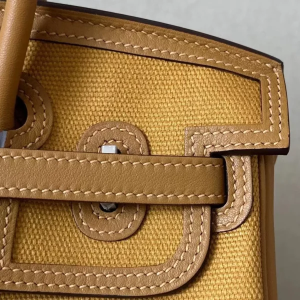 Hermès Birkin Canvas & Swift 2S Sesame yellow Silver Hardware 25cm Full Handmade