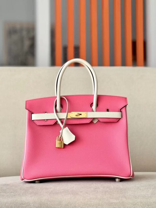 Hermes Birkin epsom 8W Rose Pink & CC10 Creamy White Gold Hardware 30cm Full Handmade