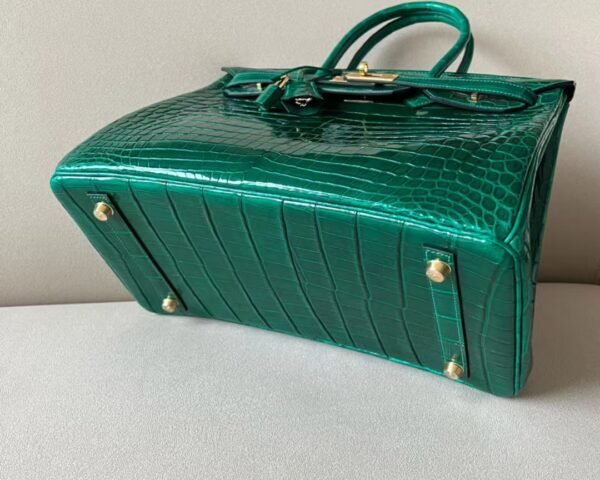 Hermes Birkin Shiny Niloticus crocodile 6Q jade green Gold Hardware 35cm Full Handmade
