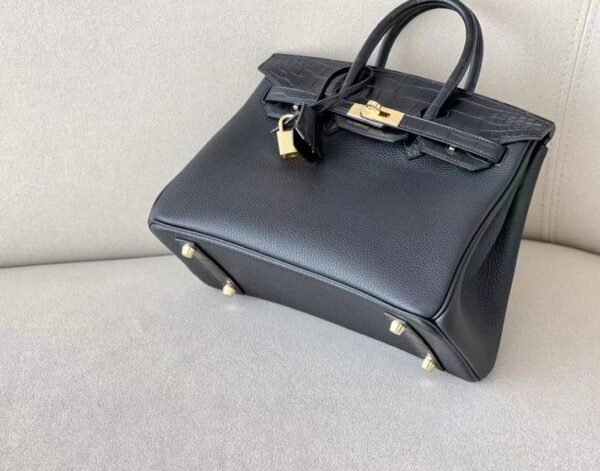 Hermes Birkin Togo & Matte Alligator CK89 Black Gold Hardware 25cm Full Handmade