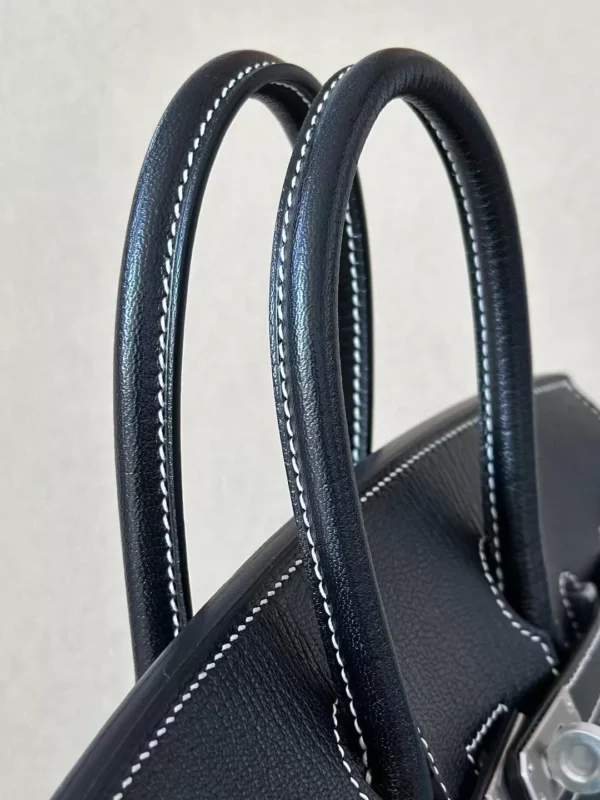 Hermès Birkin Chevre CK89 Black & 06 Green Silver Hardware 25cm Full Handmade