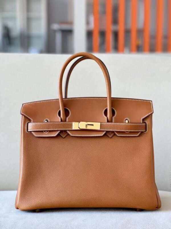 Hermes Birkin Barenia CK37 Golden Brown Gold Hardware 30cm Full Handmade