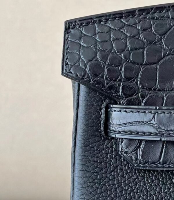 Hermes Birkin Togo & Matte Alligator CK89 Black Gold Hardware 25cm Full Handmade