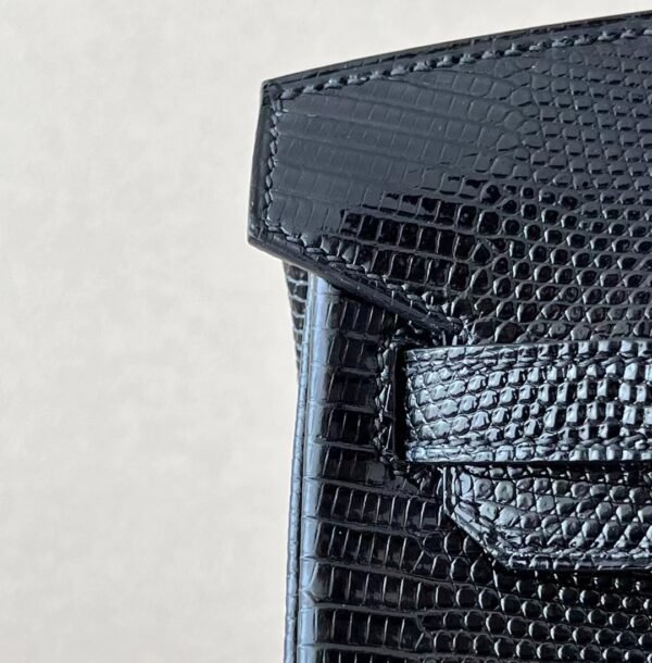 Hermes Birkin Lizard Black Gold Hardware 25cm Full Handmade
