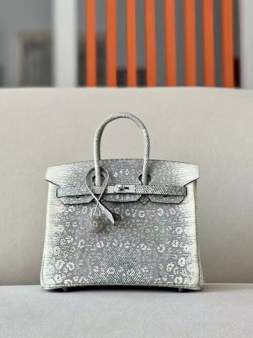Hermes Birkin Lizard 1B Snowflake primary Silver Hardware 25cm Full Handmade