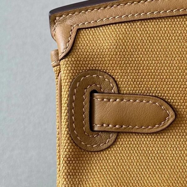 Hermès Brikin Canvas & Swift 2S Sesame yellow Silver Hardware 35cm Full Handmade